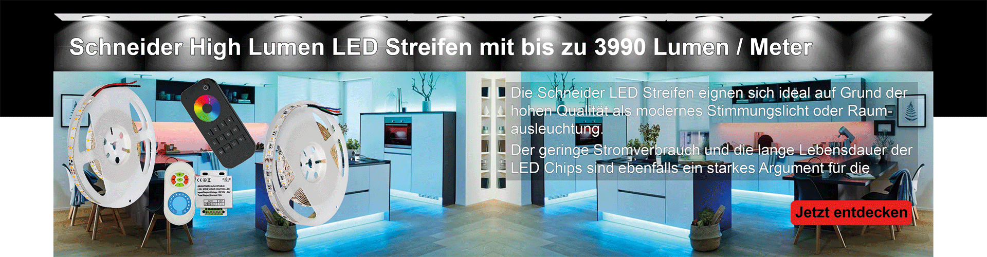 Schneider High Lumen LED Streifen / Bänder mit bis zu 3990 Lumen pro Meter